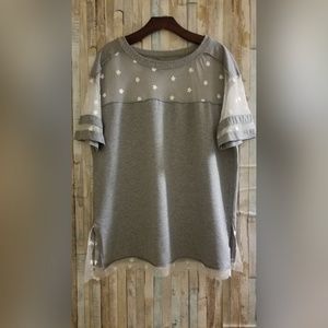 gray top with mesh